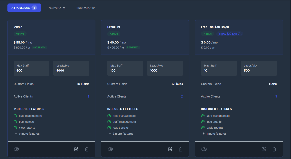 Subscription Management Interface